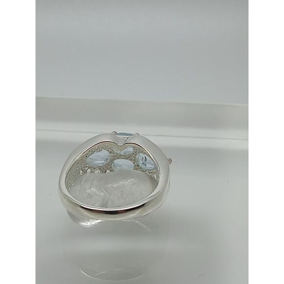 NOS Vintage Estate Blue Topaz Simulated Diamond Sterling Silver Ring Size 7.5 - Picture 3 of 12